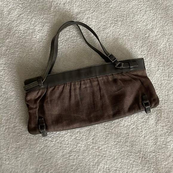 Gucci Handbags - Gucci Y2k khaki leather and canvas shoulder bag